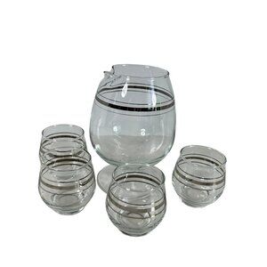 Mid-Century Brandy Decanter Snifter with Glasses‎